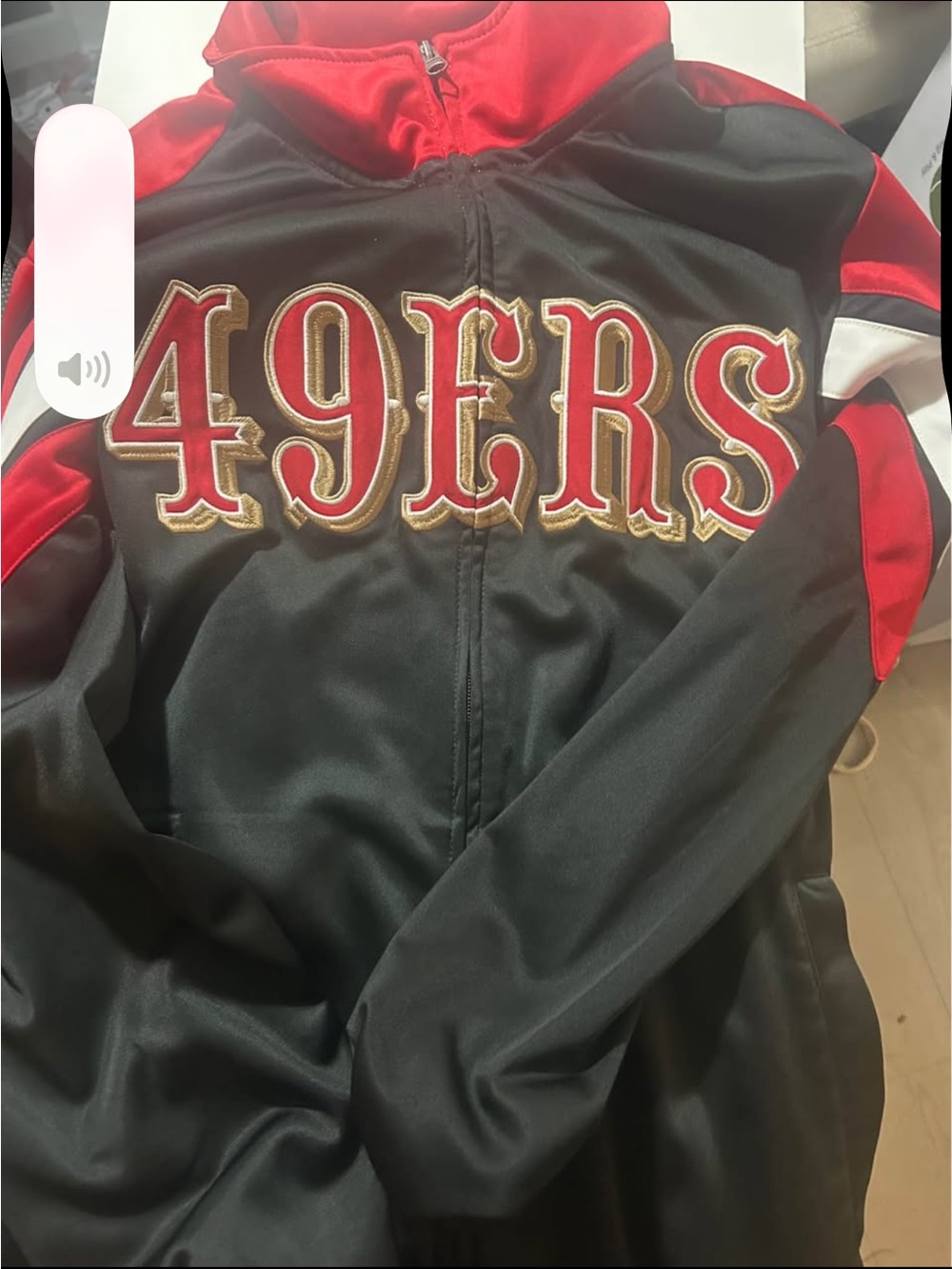 Men's Black and Red 49ERS Zip-Up Jacket